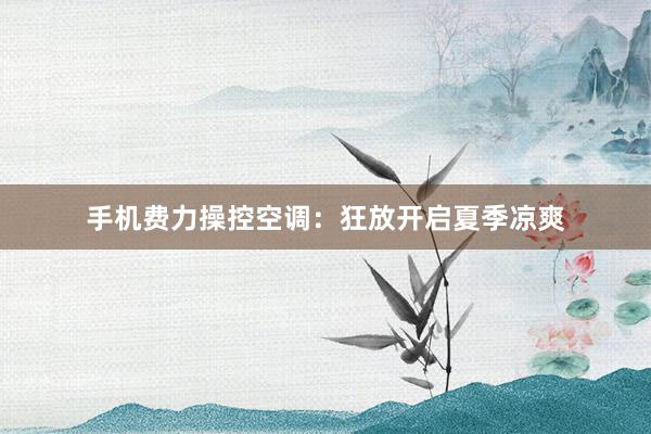 手机费力操控空调：狂放开启夏季凉爽